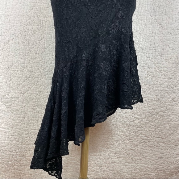 🔥Gorgeous Blondie Nites Lace Flare Ruffle Hem Sleeveless Black Dress XS/S - Picture 6 of 17
